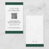 Minimal Emerald Green Modern QR Code Hochzeit Begleitkarte (Vorne/Hinten)