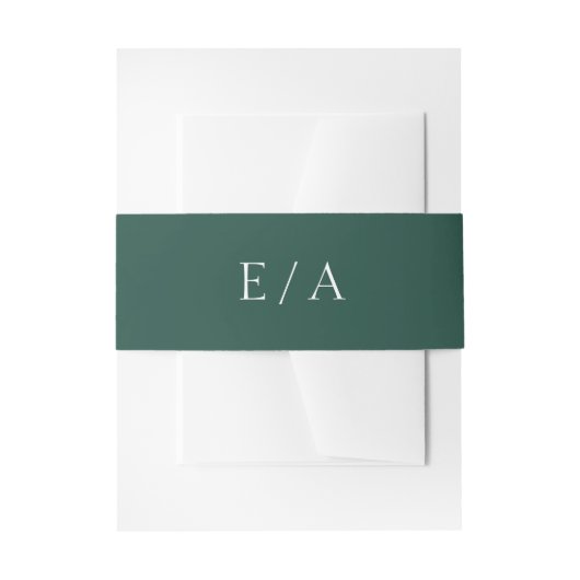 Minimal Emerald Green Monogram Elegant Wedding Einladungsbanderole (Vorderseite Beispiel)