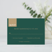 Minimal Emerald Green Monogram Elegant Wedding RSVP Karte (Stehend Vorderseite)