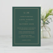 Minimal Emerald Green Monogram Simple Wedding Einladung (Stehend Vorderseite)