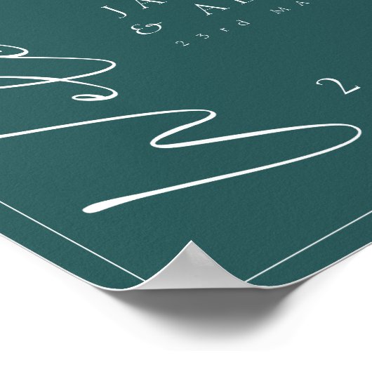 Minimal Emerald Green Script Wedding Willkommensze Poster (Ecke)