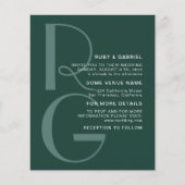 Minimal Emerald Green Typografy Monogram Wedding Flyer (Vorne)