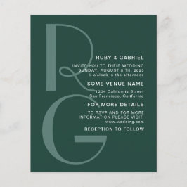 Minimal Emerald Green Typografy Monogram Wedding Flyer