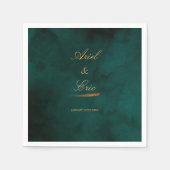Minimal Emerald Green und Gold Script Wedding Serviette (Vorderseite)