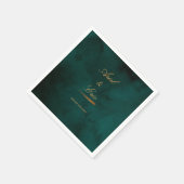Minimal Emerald Green und Gold Script Wedding Serviette (Ecke)