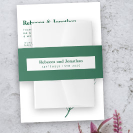 Minimal Emerald Green Wedding Einladungsbanderole