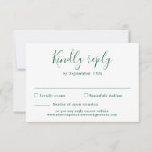 Minimal Emerald Green Wedding RSVP Card (Vorderseite)