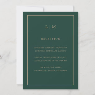 Minimal Emerald Monogram Simple Elegant Wedding Einladung
