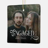 Minimal Engaged Couples Photo Stylish Christmas Keramikornament (Links)