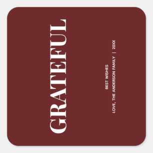 Minimal ERFÜLLT Deep Red Holiday Quadratischer Aufkleber