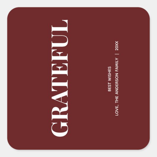 Minimal ERFÜLLT | Deep Red Holiday Quadratischer Aufkleber (Vorderseite)