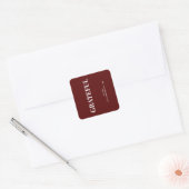 Minimal ERFÜLLT | Deep Red Holiday Quadratischer Aufkleber (Umschlag)