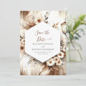 Minimal essbare rustikale Hochzeit Save The Date (Stehend Vorderseite)