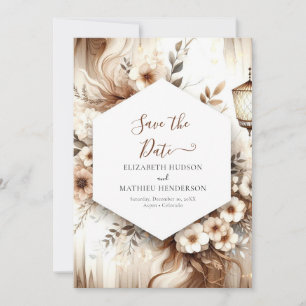 Minimal essbare rustikale Hochzeit Save The Date