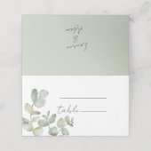 Minimal Eucalyptus Watercolor Wedding Platzkarte (Außenseite Aufgefaltet)