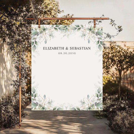 Minimal Eucalyptus Wedding Backdrops Wandteppich