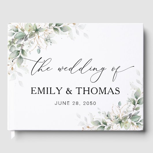 Minimal Eucalyptus Wedding Guest Book Gästebuch (Vorderseite)