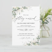 Minimal Eucalyptus Wedding Invitation Einladung (Stehend Vorderseite)