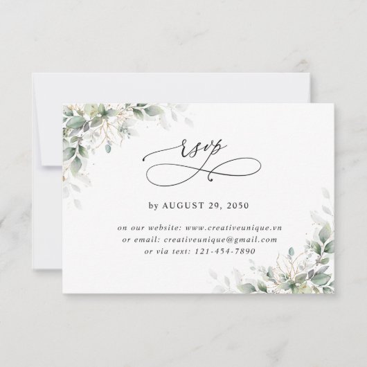 Minimal Eucalyptus Wedding Online RSVP Card Karte (Vorderseite)