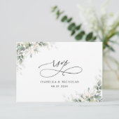 Minimal Eucalyptus Wedding RSVP Card Karte (Stehend Vorderseite)