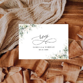 Minimal Eucalyptus Wedding RSVP Card Karte