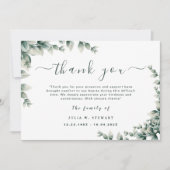 Minimal Eukalyptus Einfache Beerdigung Vielen Dank Karte (Vorderseite)