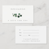 Minimal-Eukalyptus-Foliage-Geschenkgutschein Visitenkarte (Vorne/Hinten)