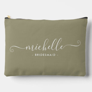 Minimal Eukalyptus Green Personalisiert Bridesmaid Zubehörtasche