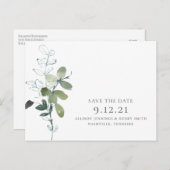 Minimal Eukalyptus Greenery Wedding Save the Date Ankündigungspostkarte (Vorne/Hinten)