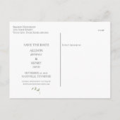 Minimal Eukalyptus Greenery Wedding Save the Date Ankündigungspostkarte (Rückseite)