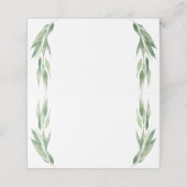 Minimal Eukalyptus Watercolor Blätter Wedding Gues Platzkarte (Außenseite Aufgefaltet)