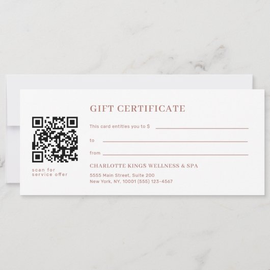Minimal Eyebrow Salon QR Code Gift Certificate (Rückseite)
