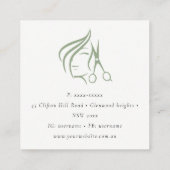 Minimal Fairstylist Dusky Moss Green Hair Schere Quadratische Visitenkarte (Rückseite)