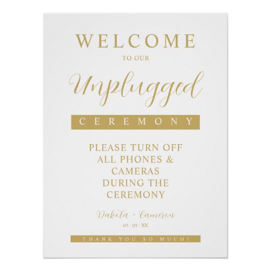 Minimal Fake Golden Effect Simple Unplugged Script Poster (Vorderseite)