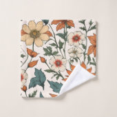Minimal Fall Flowers Pastel Sage Custom Bath Towel Badhandtuch Set (Waschlappen)