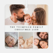 Minimal Family Foto Collage Weihnachten Custom Ornament Aus Metall (Rückseite)