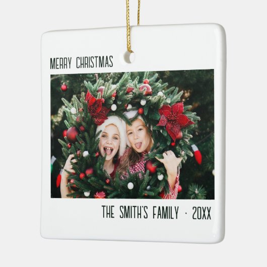 Minimal Family Foto Portrait Weihnachten Keramikornament (Links)