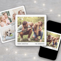 Minimal Family Name & Year Christmas Photo Collage