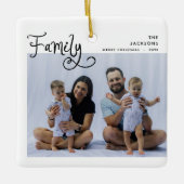 Minimal Family Photo Whimsical Merry Christmas Keramikornament (Vorderseite)