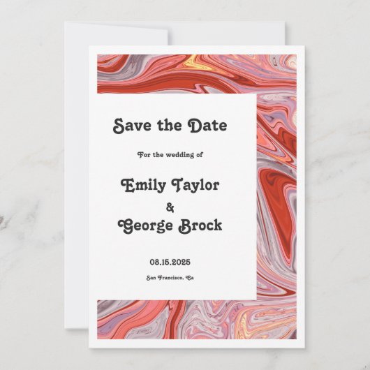Minimal farbenfrohe Abstrakte Moderne Hochzeit Save The Date (Vorderseite)