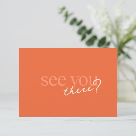 Minimal farbige Orange Script Response Card RSVP Karte (Stehend Vorderseite)