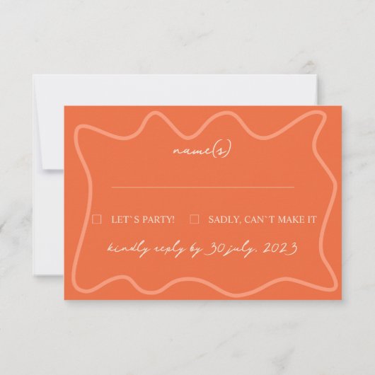 Minimal farbige Orange Script Response Card RSVP Karte (Rückseite)