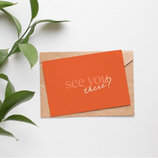 Minimal farbige Orange Script Response Card RSVP Karte