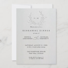 Minimal Faux Blind Deboss Cotton  Rehearsal Dinner Einladung