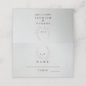 Minimal Faux Blind Deboss Cotton Wedding Place  Platzkarte (Außenseite Aufgefaltet)