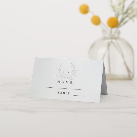 Minimal Faux Blind Deboss Cotton Wedding Place  Platzkarte (Vorderseite)