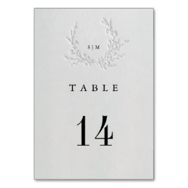 Minimal Faux Blind Deboss Cotton Wedding Table  Tischnummer