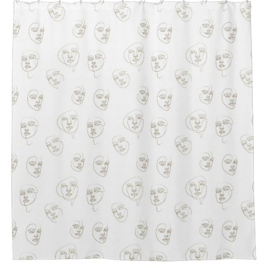 Minimal Female Face Line Pattern (1) Duschvorhang (Vorderseite)