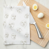 Minimal Female Face Line Pattern (1) Geschirrtuch (Viertel Falte)