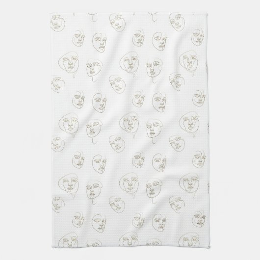 Minimal Female Face Line Pattern (1) Geschirrtuch (Vertikal)